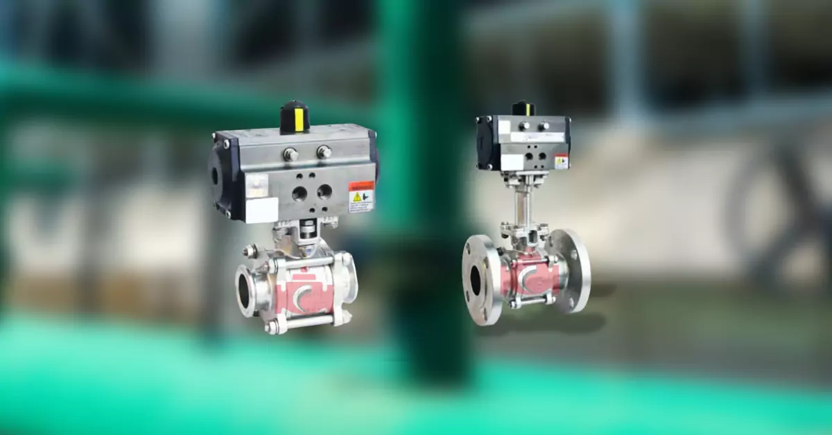 Pneumatic 3 Piece Design Extended Shaft Floating Ball Valve