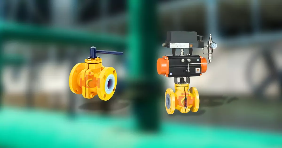 Pneumatic FEP / PFA Lined Floating Ball Valve