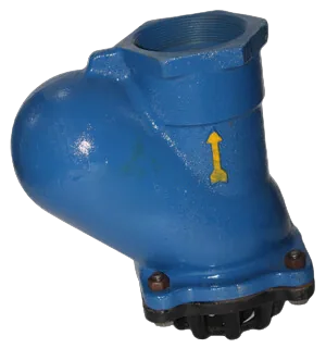Diagram showing how a ball type foot valve screwed end works