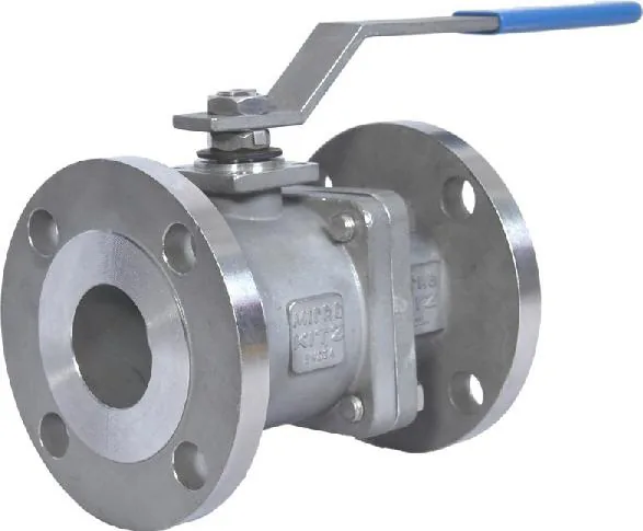 KITZ stainless steel flanged end ball valve, cast body with lever handle and ISO 5211 mounting pad