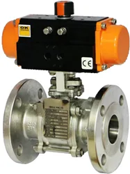 Diagram showing how a pneumatic ball valve works with a compressed air actuator
