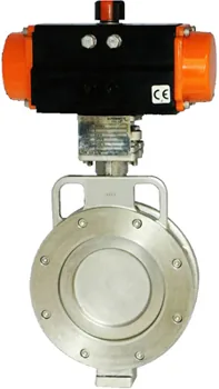 Diagram showing how a butterfly valve with pneumatic actuator works
